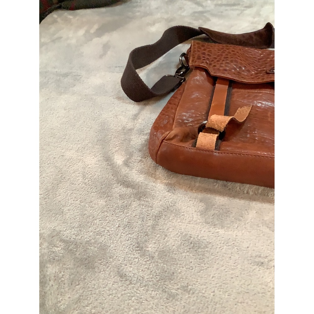 Marco Buggiani Brown Leather Messenger Bag Made in Italy Crossbody Cognac - Picture 7 of 11